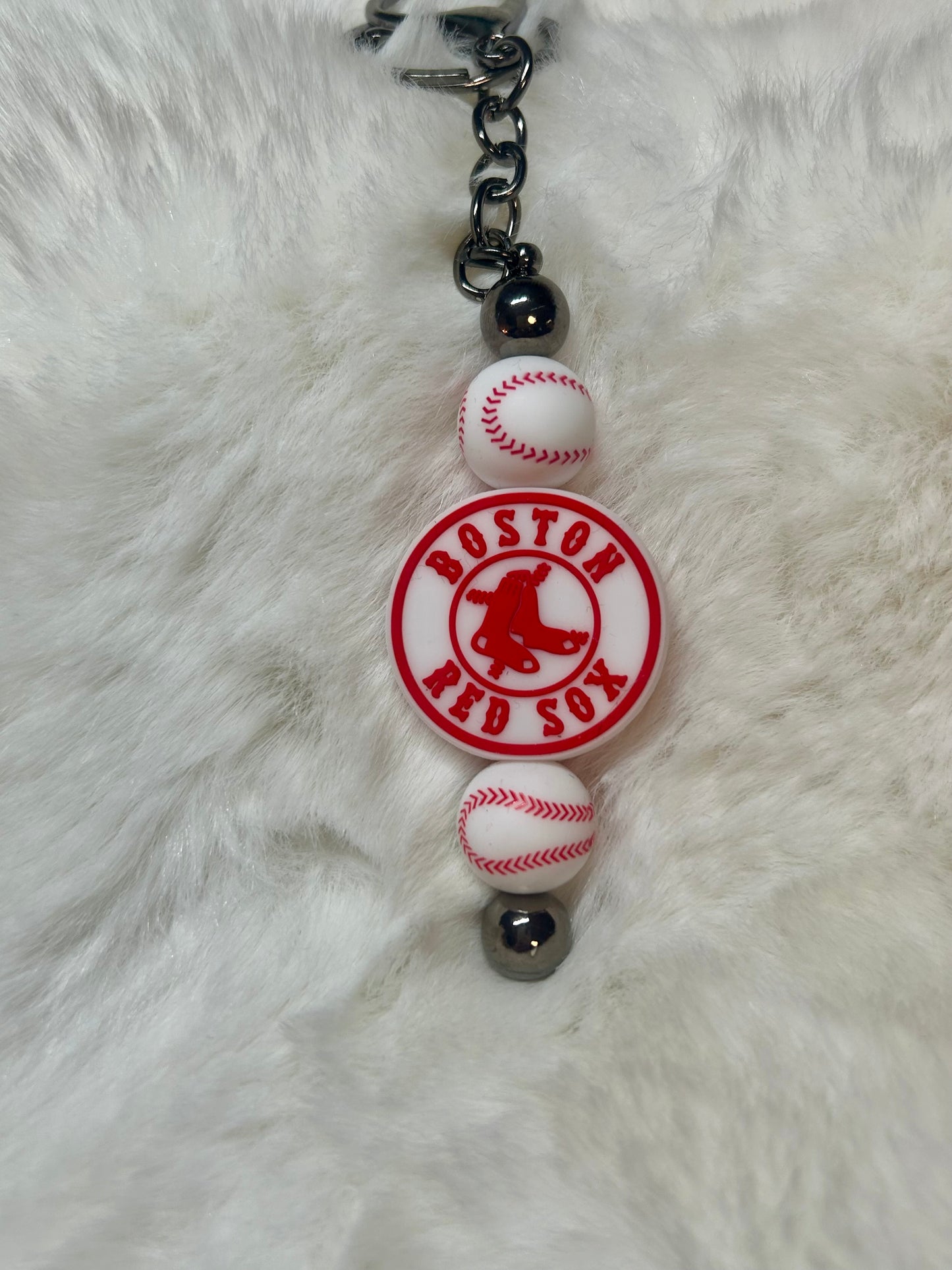 Red Sox Beaded Keychain