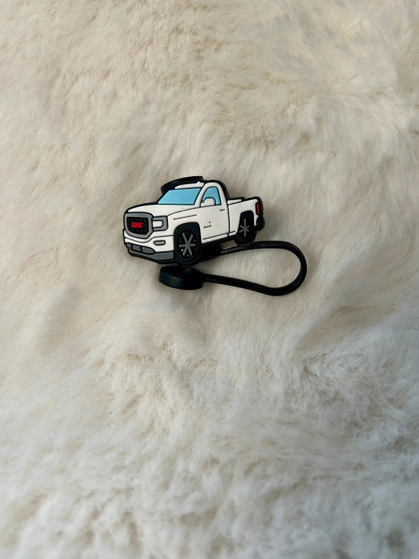 White Truck Straw Topper