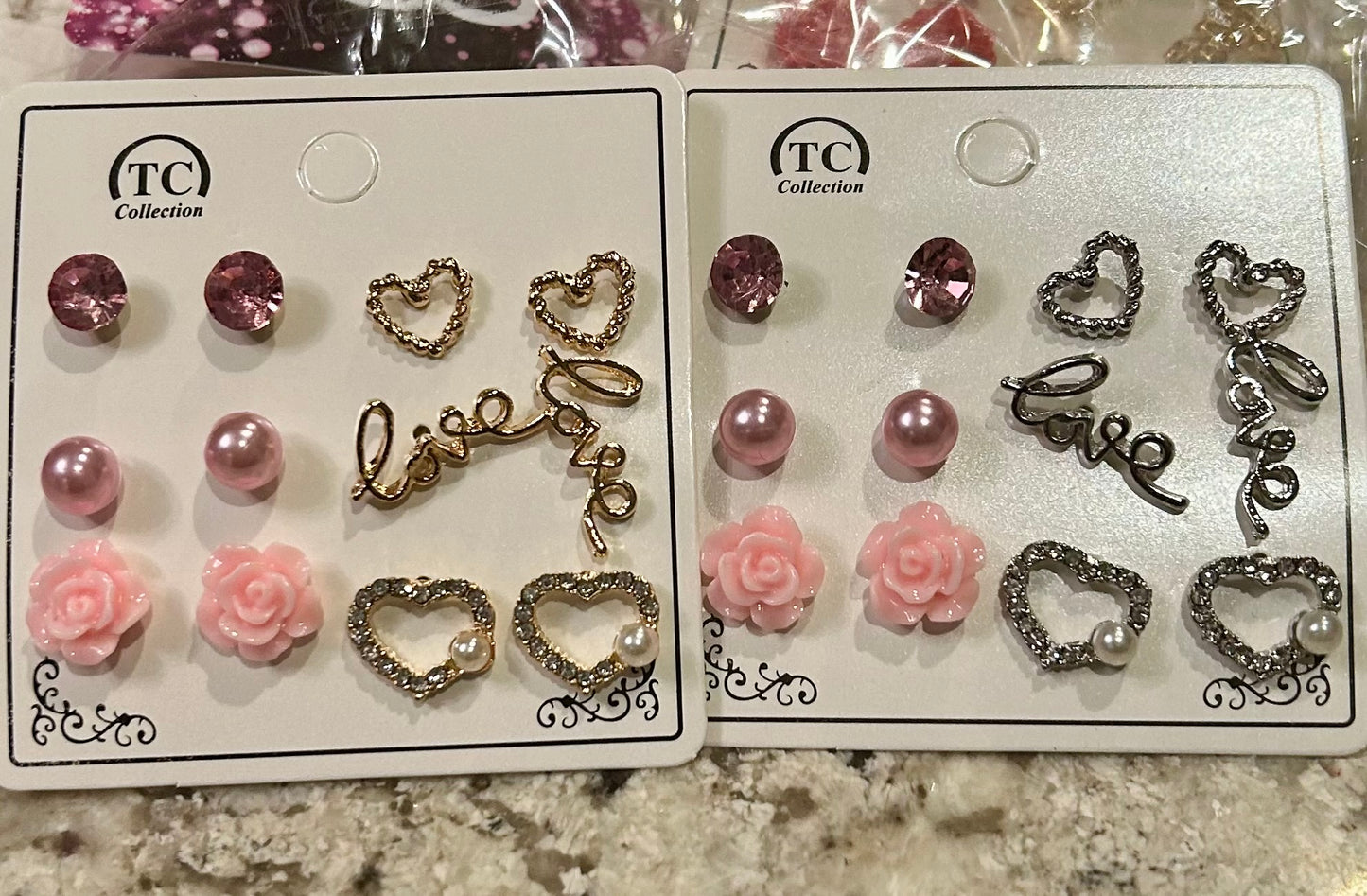 Love & Heart Earring Set