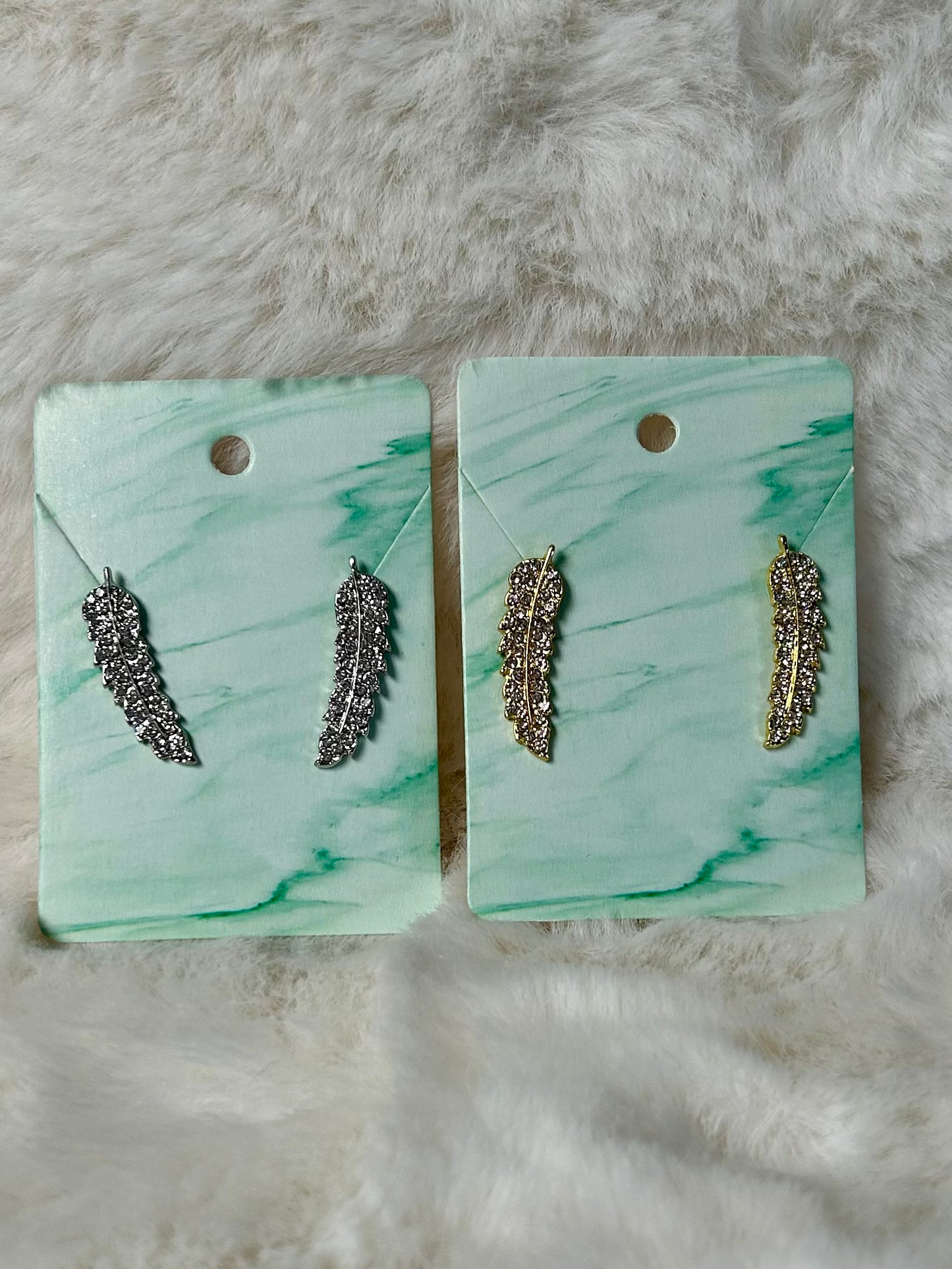 Rhinestone Feather Earrings