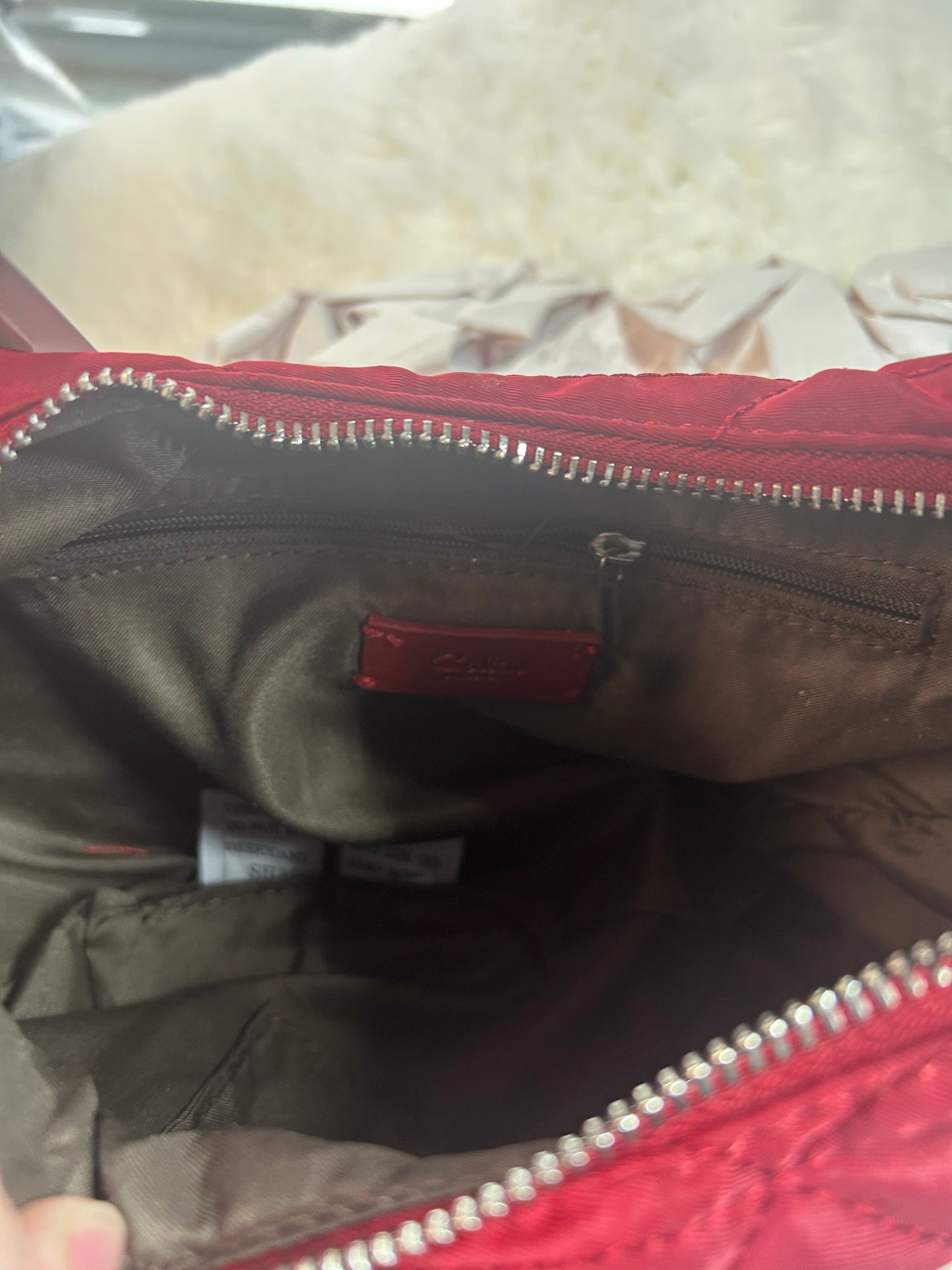Quilted Nylon 2 Way Bag-Red