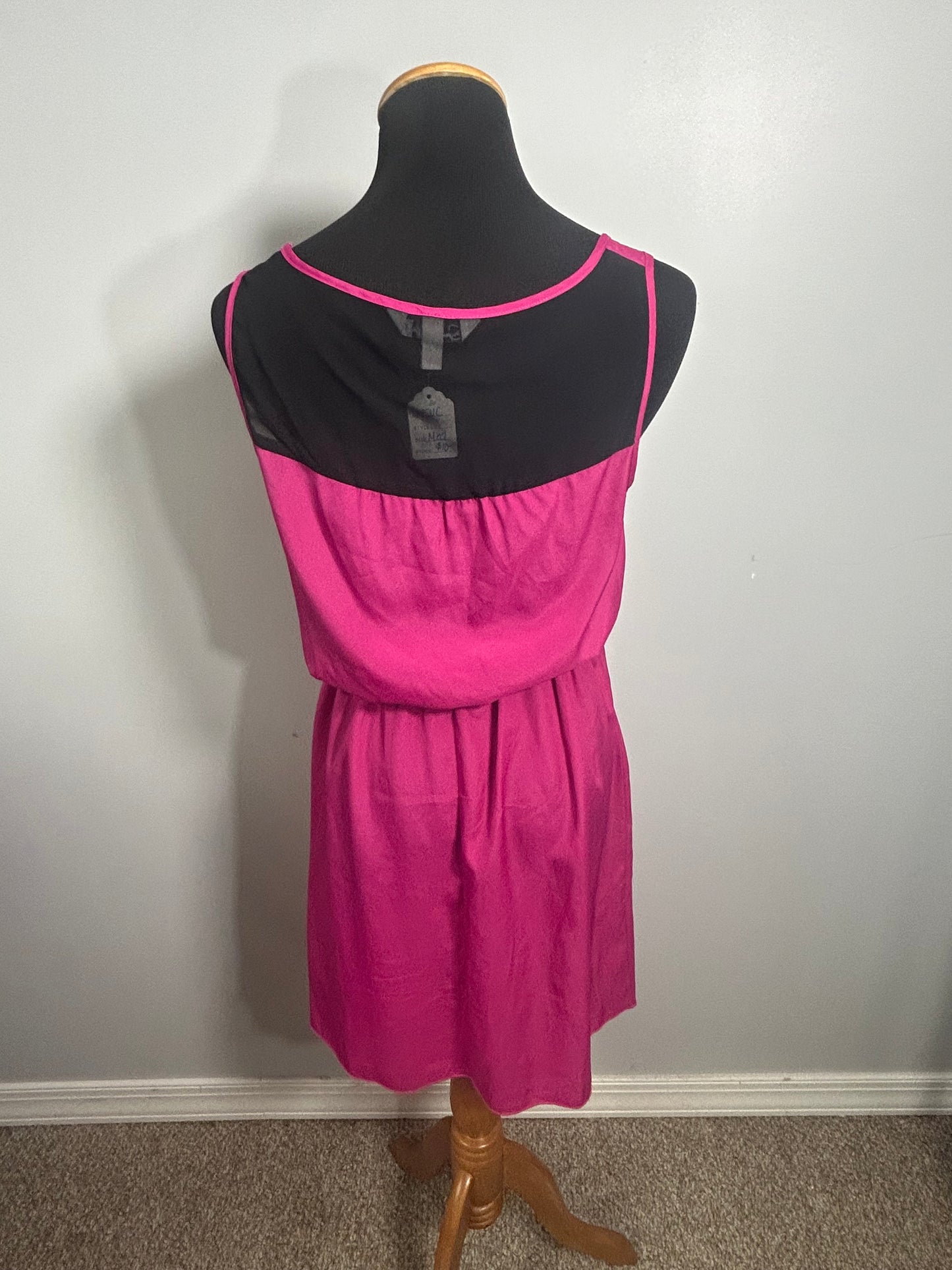 Pink Crepe Dress with Mesh