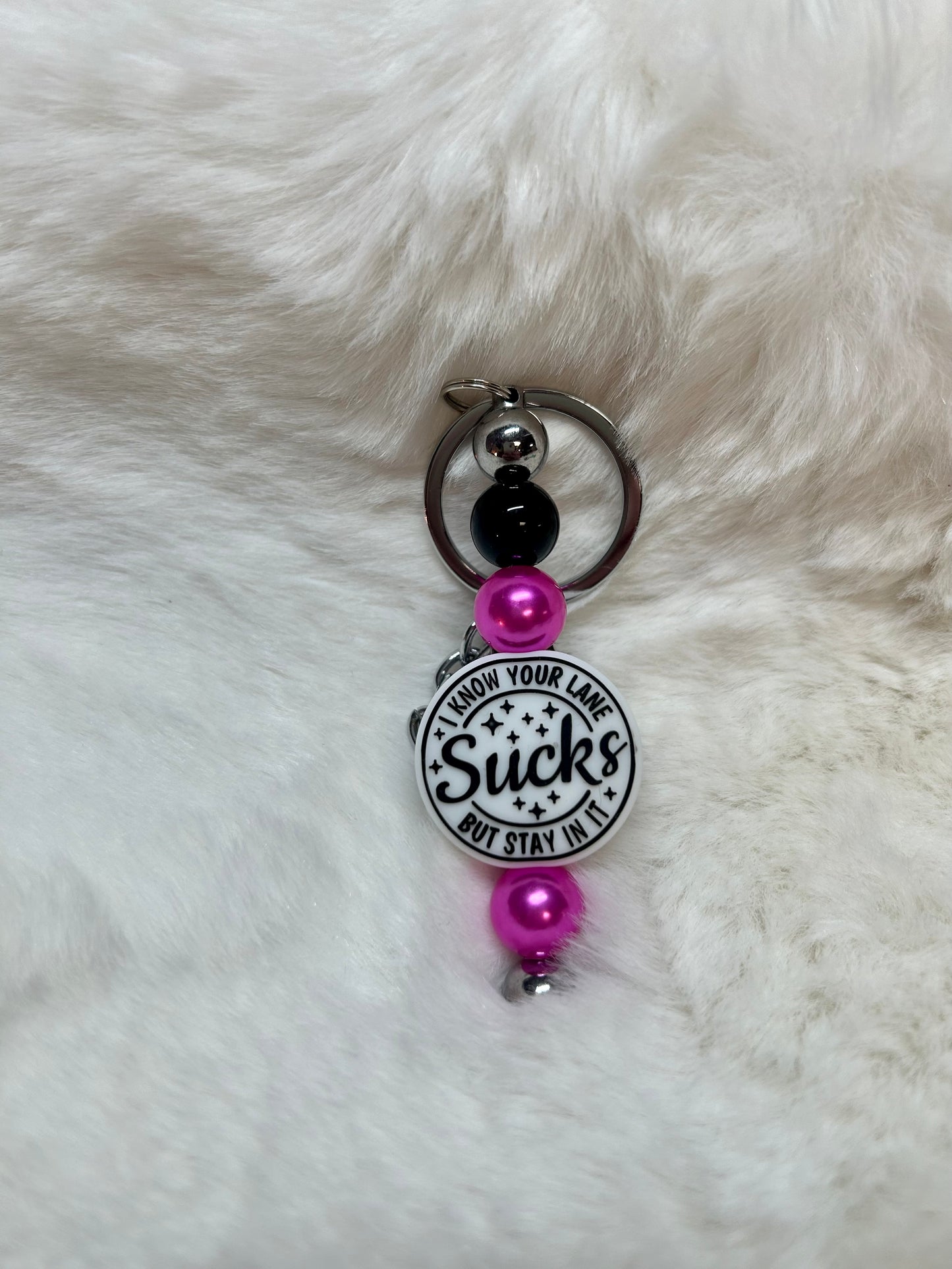 I Know Your Lane Sucks-Beaded Keychain