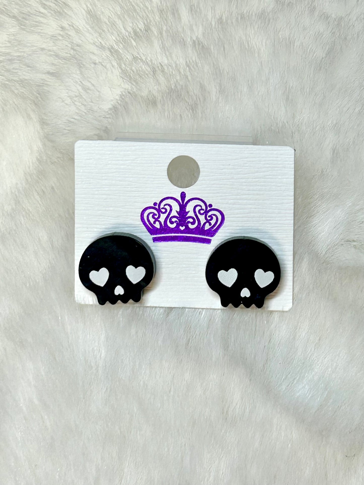 Heart Eye Skull Earrings