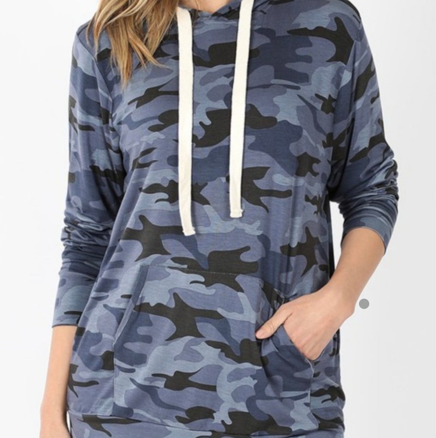 Zenana Blue Camo Hoodie