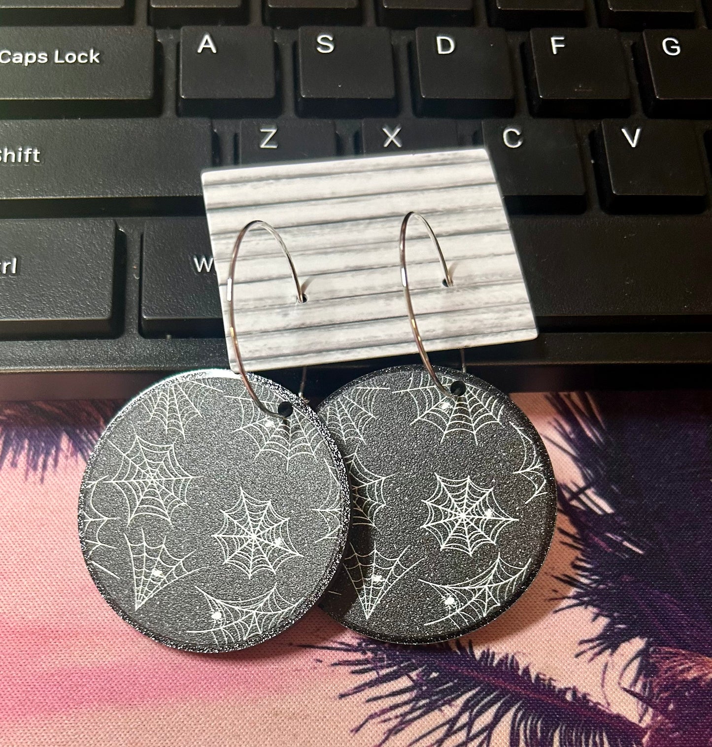 Glitter Spiderweb Hoops