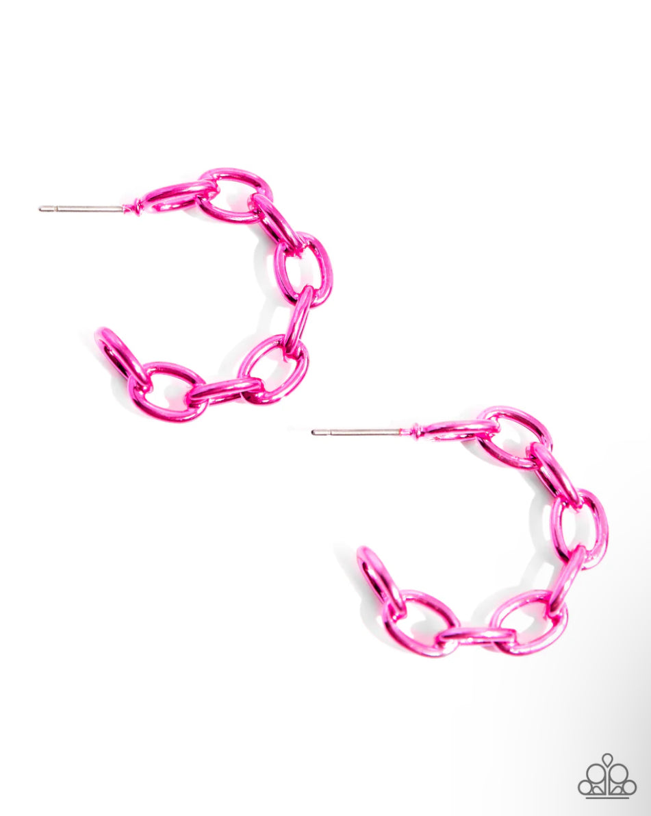 Colorful Cameo Pink Hoop Earrings