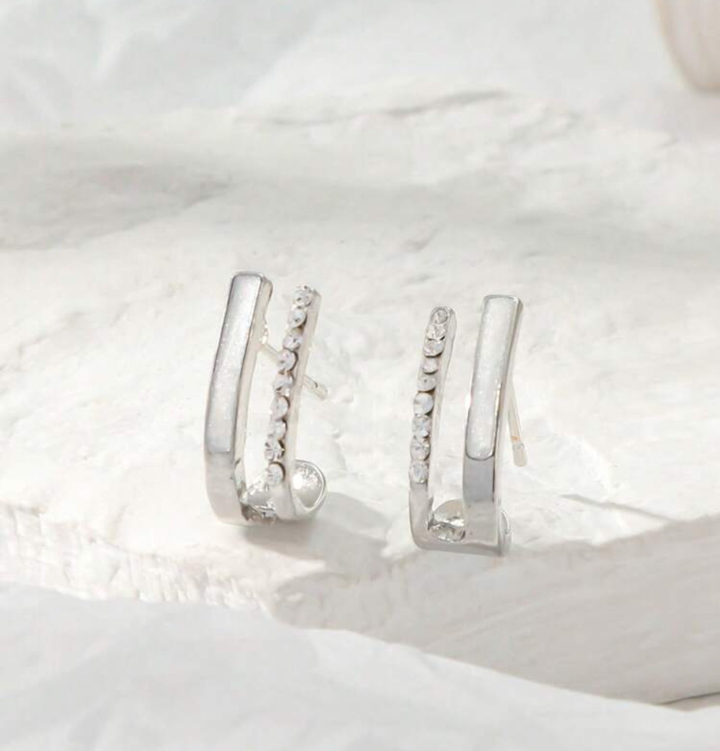 Double Hoop Shell & Rhinestone