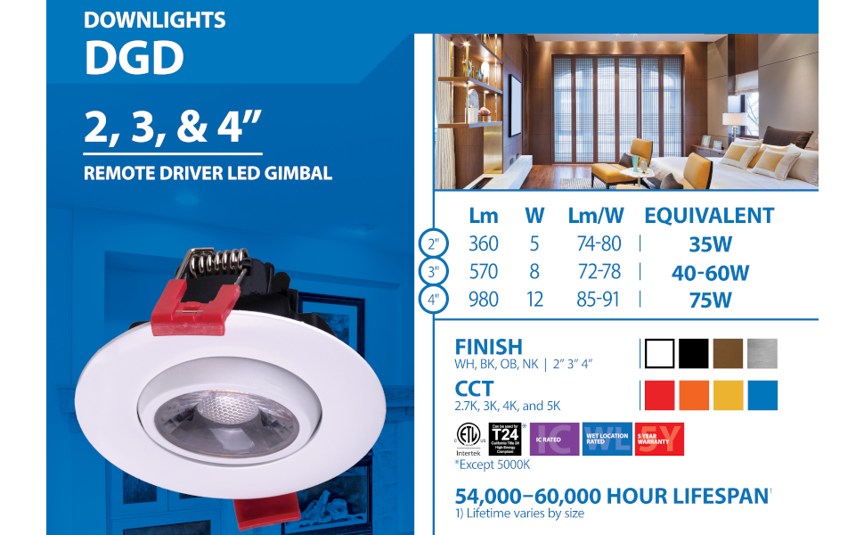 NICOR Lighting 2 inch LED Gimbal Recessed Downlight in White