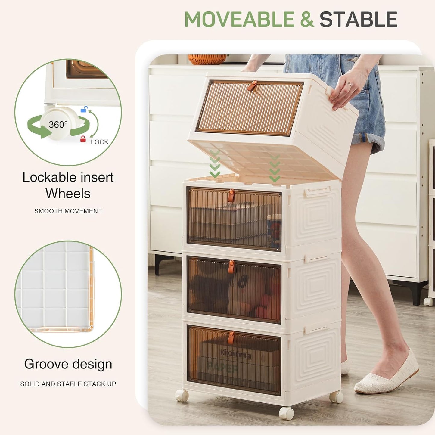 4 Pack Foldable/Stackable Bins