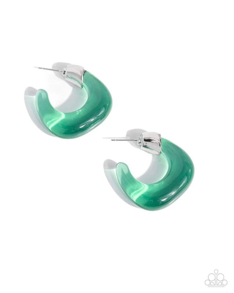 Clear Charm Green Earrings
