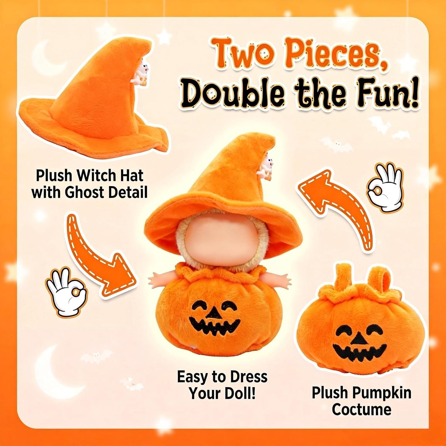 2-Piece Pumpkin Witch Hat Halloween Set