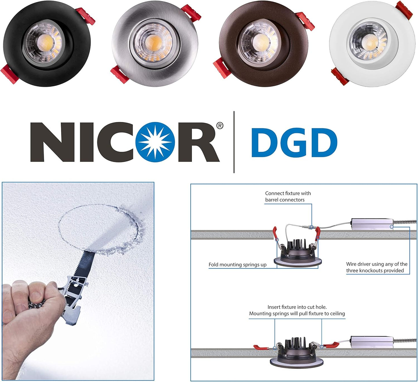 NICOR Lighting 2 inch LED Gimbal Recessed Downlight in White