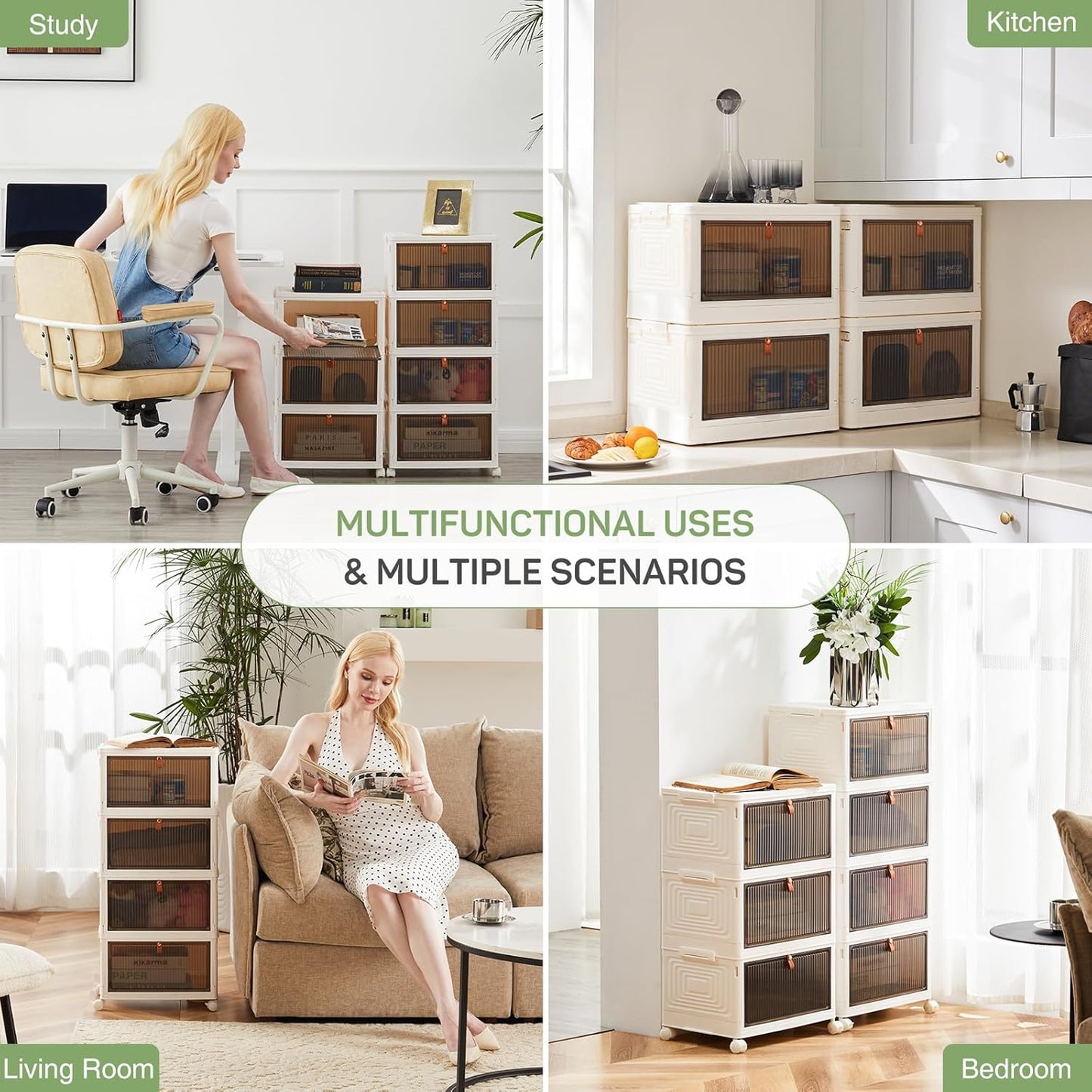 4 Pack Foldable/Stackable Bins