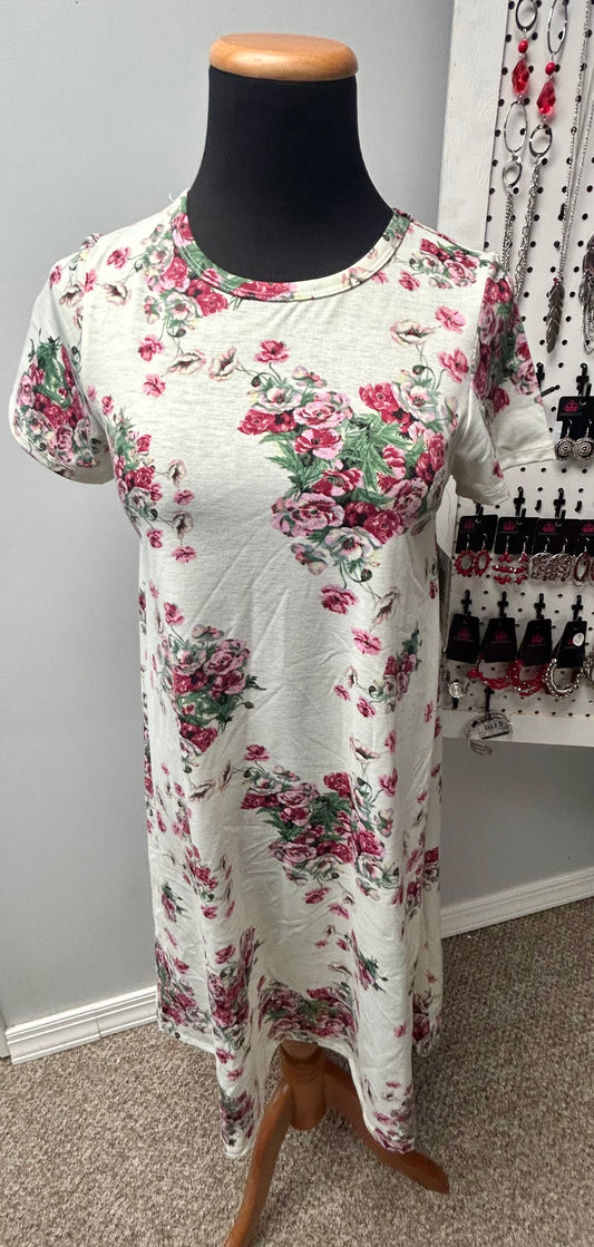 LuLaRoe Carly Swing Dress White Floral