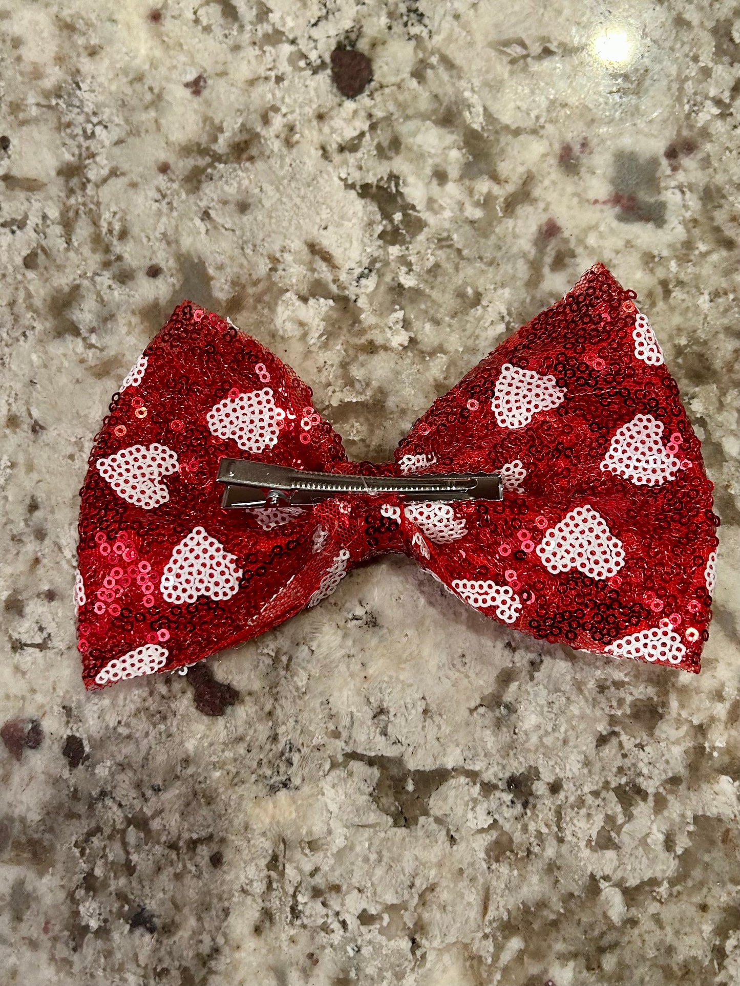 Sequin Heart Hair Bow