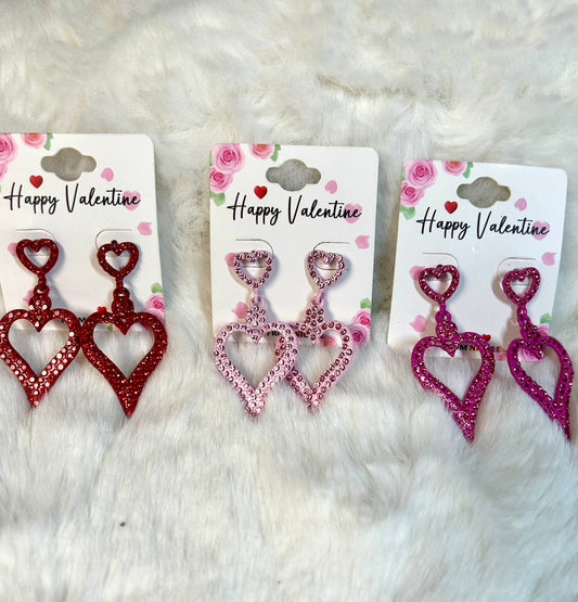 Rhinestone Double Heart Earrings
