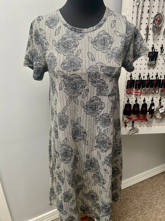 LuLaRoe Carly Swing Dress Blue Floral