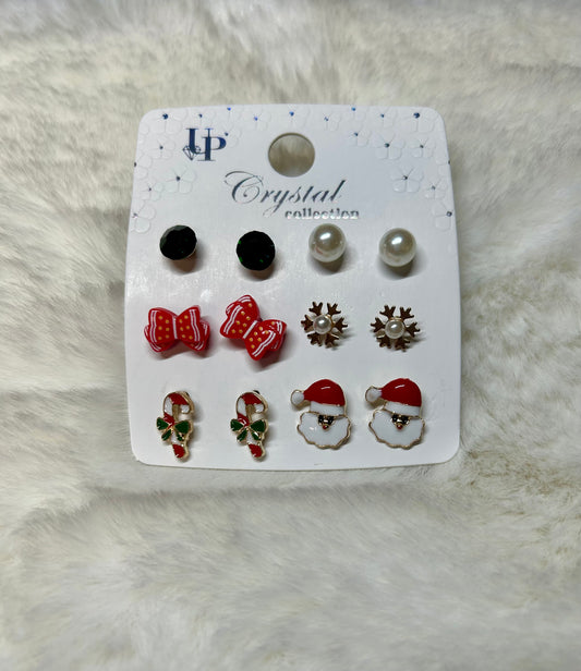 Christmas Earrings Set-Santa & Bows