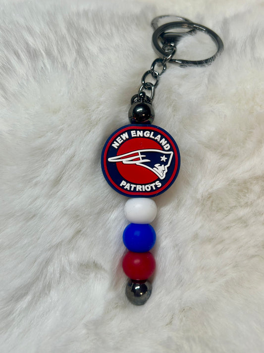 Patriots Beaded Keychain