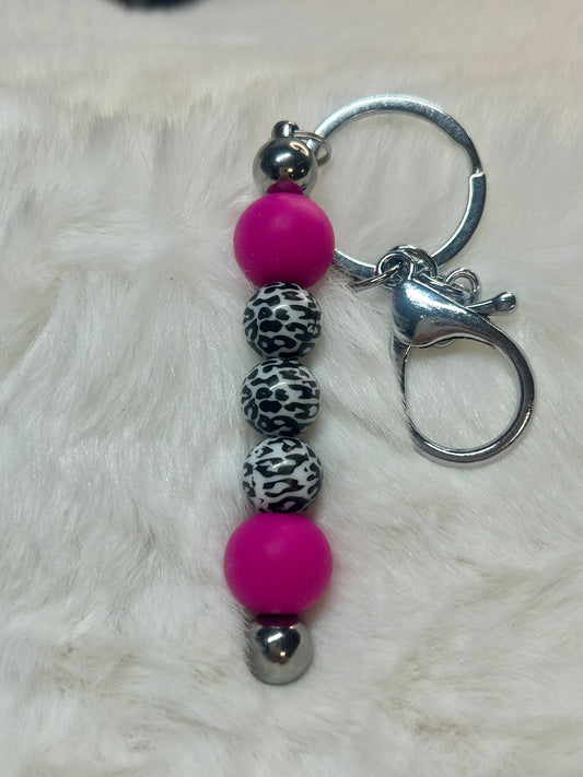 Pink Leopard Key Chain