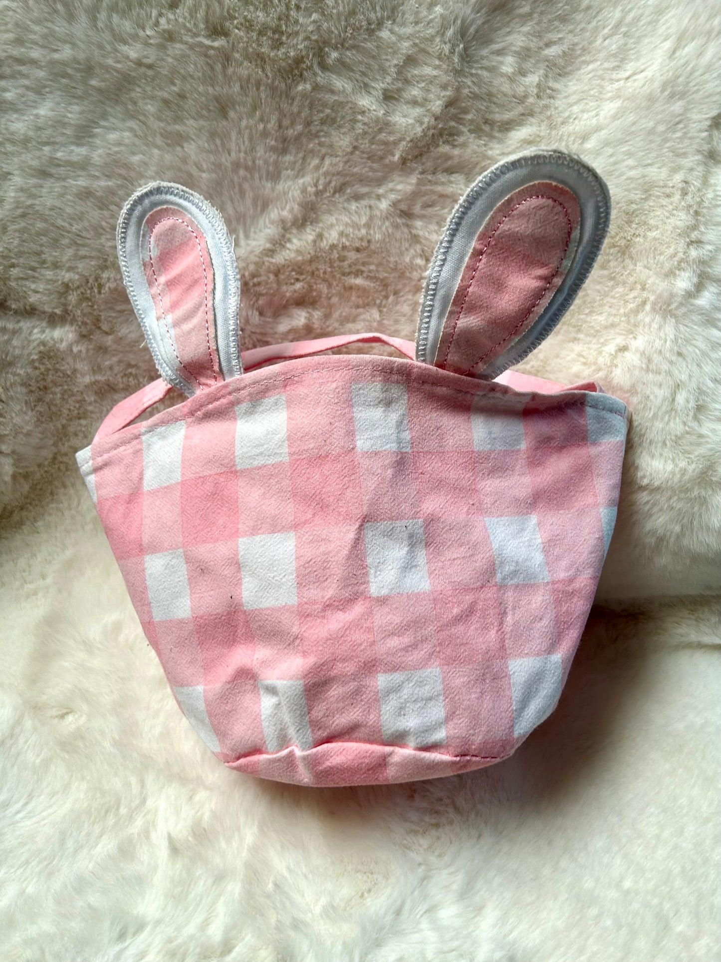 Pink & White Easter Fabric Basket