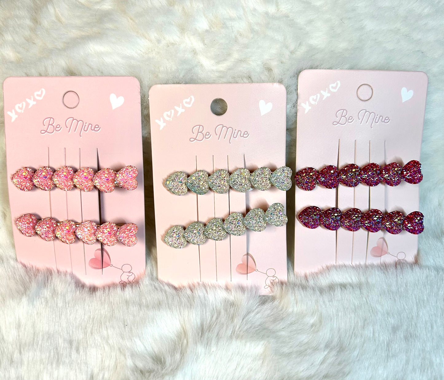 Shimmering Heart Hair Clips