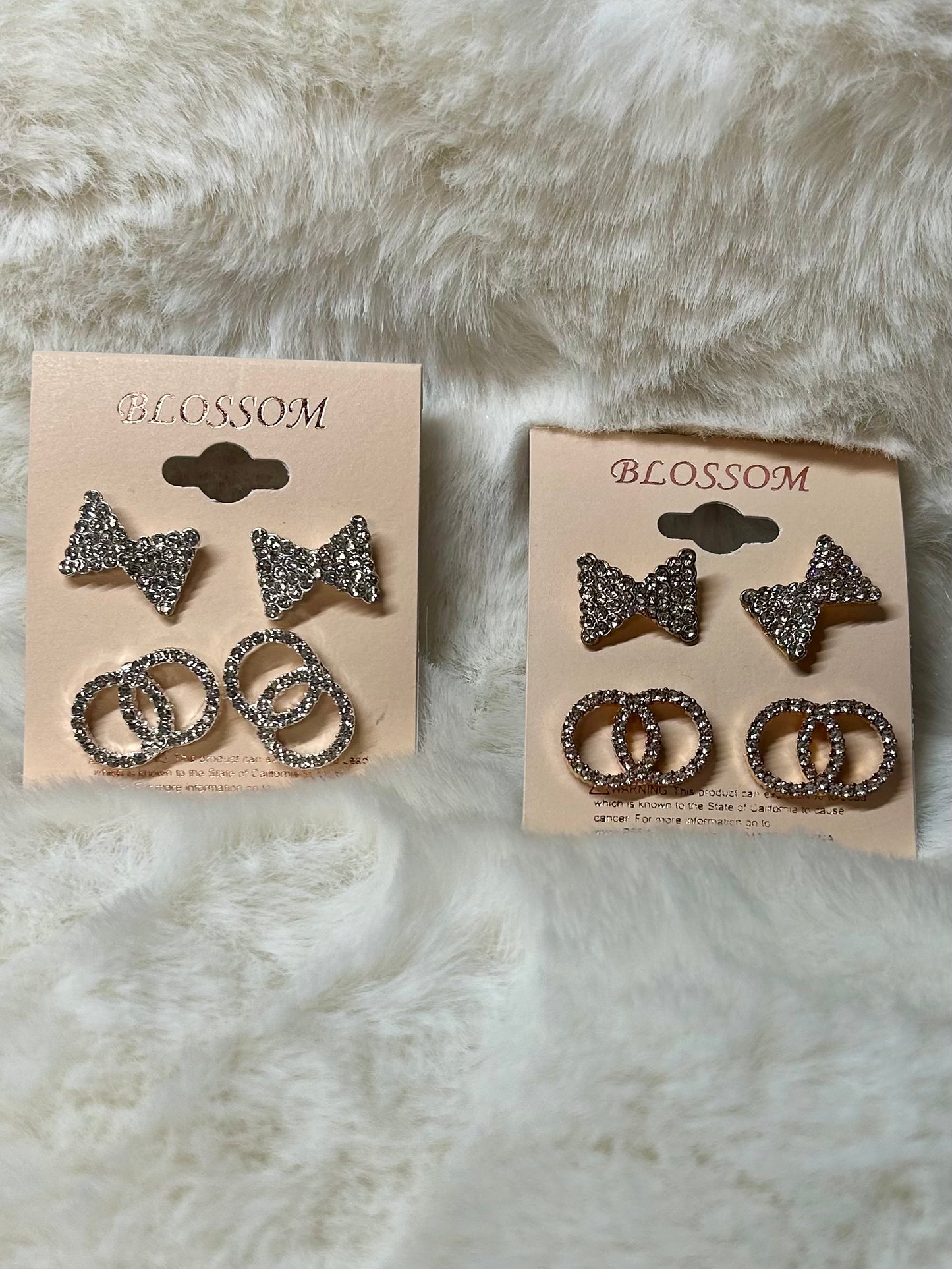 Bow & Circles Rhinestone Earrings