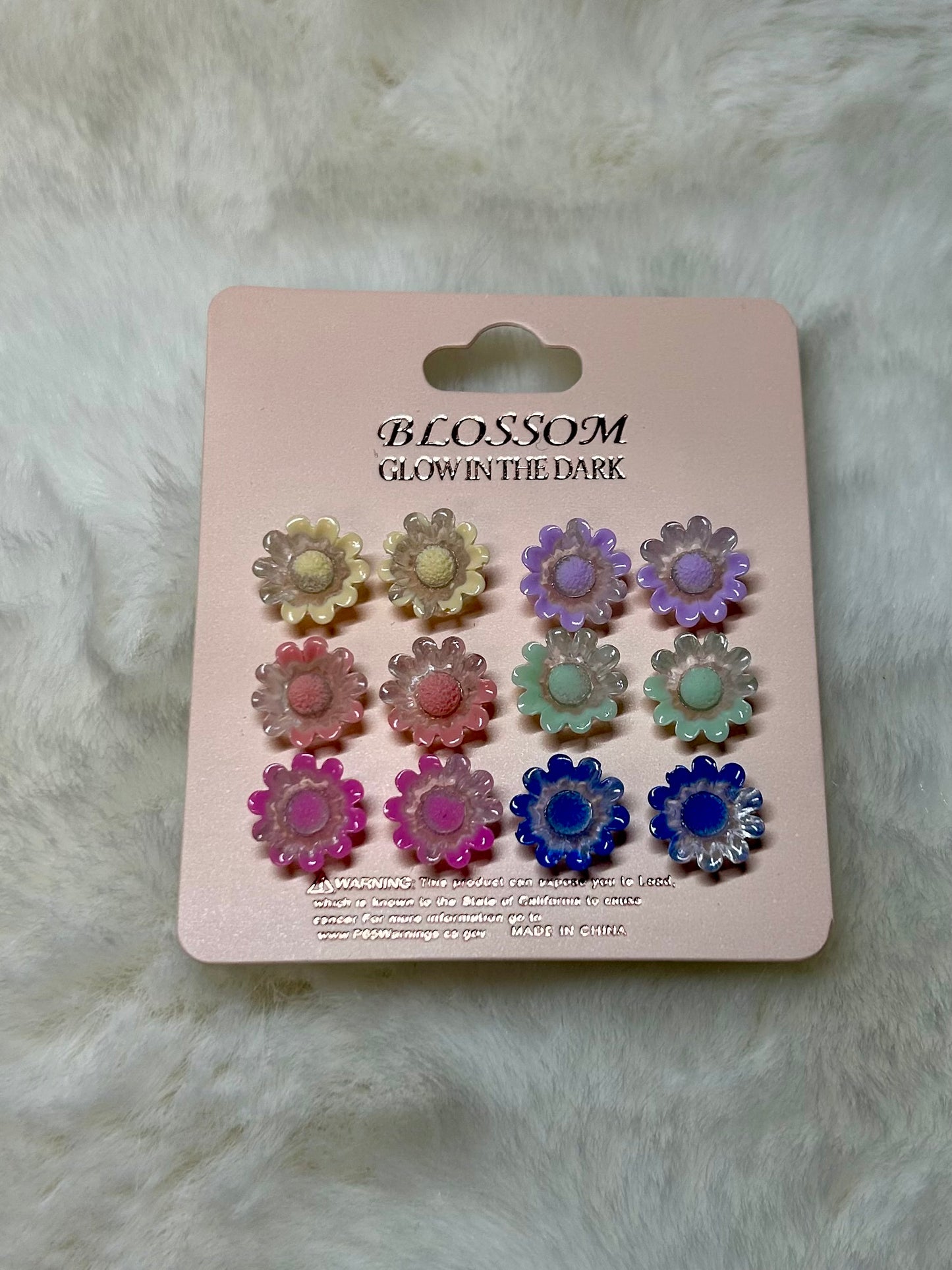 Glow In The Dark Flower Post Earrings