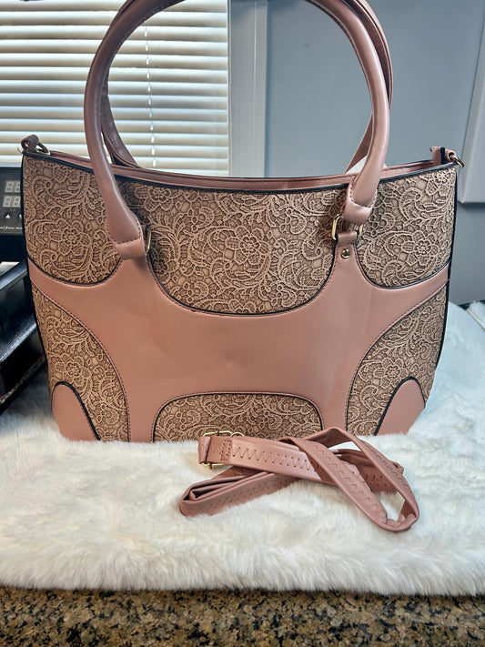 Rose Stamped Bag w/Matching Wallet