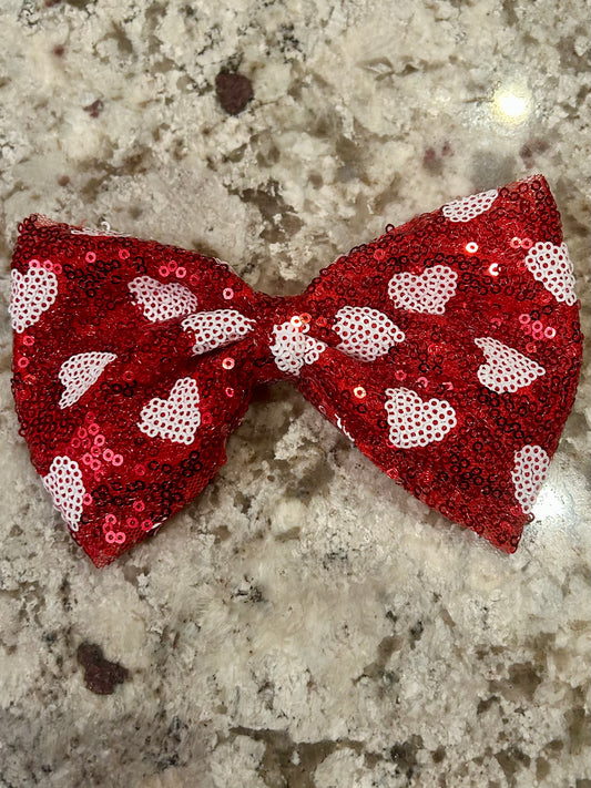 Sequin Heart Hair Bow