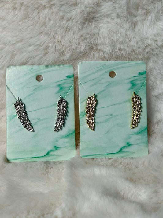 Rhinestone Feather Earrings