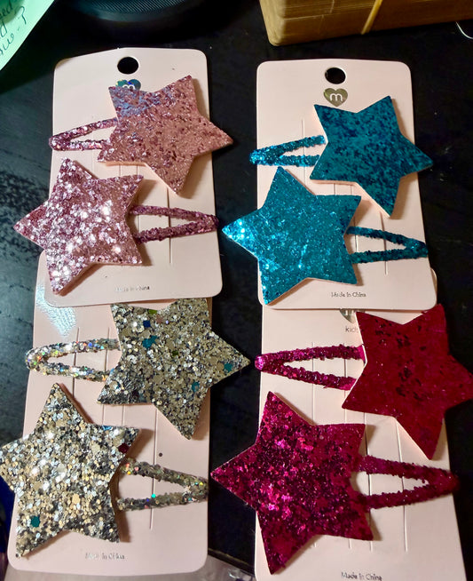 Glitter Star Snap Barrettes