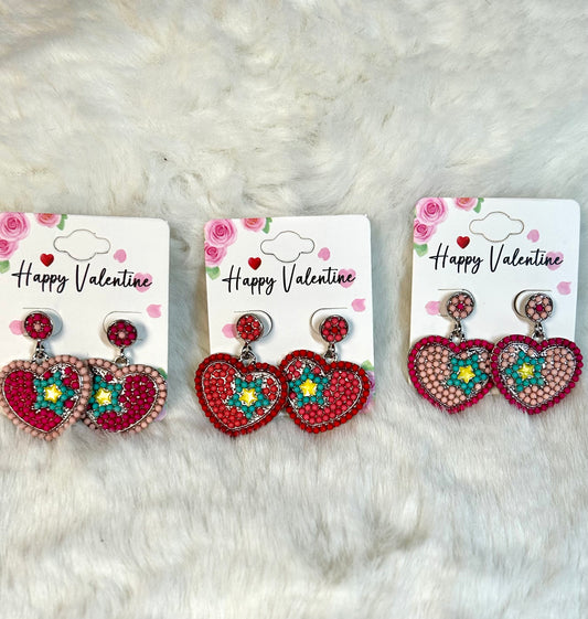 Beaded Heart Earrings