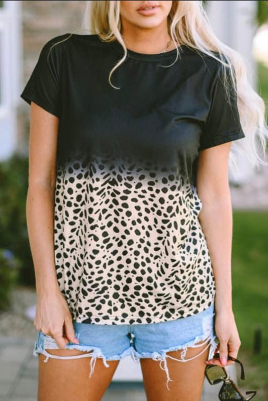 Black Leopard Two Tone T-Shirt