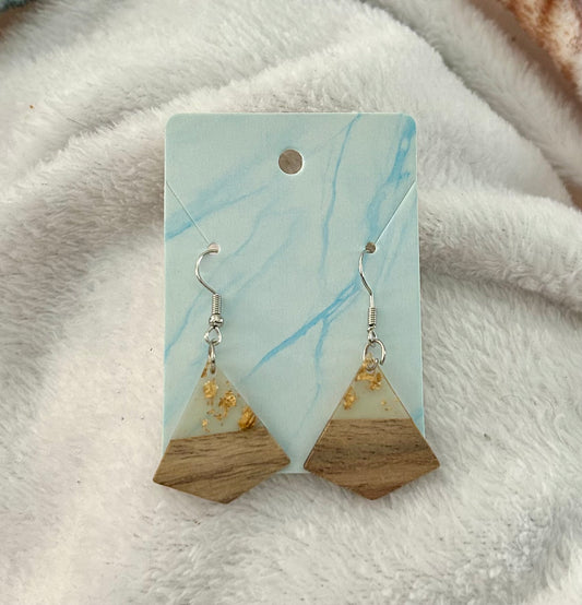 Gold Flake Wood/Acrylic Earrings