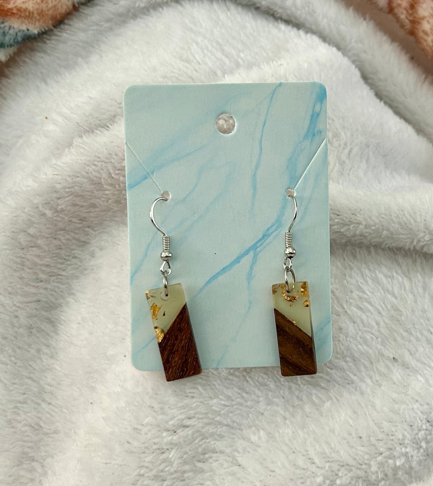 Gold Flake Wood/Acrylic Earrings