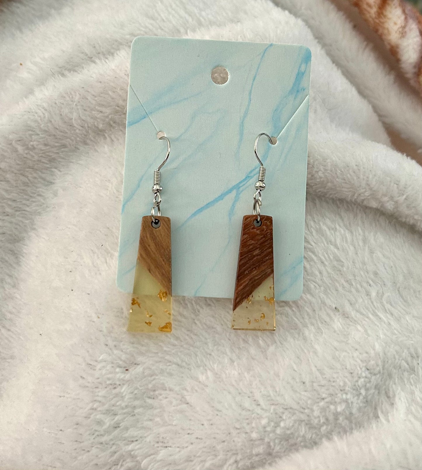 Gold Flake Wood/Acrylic Earrings