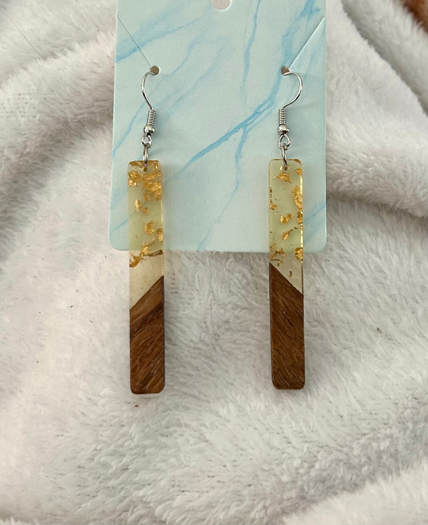 Gold Flake Wood/Acrylic Earrings