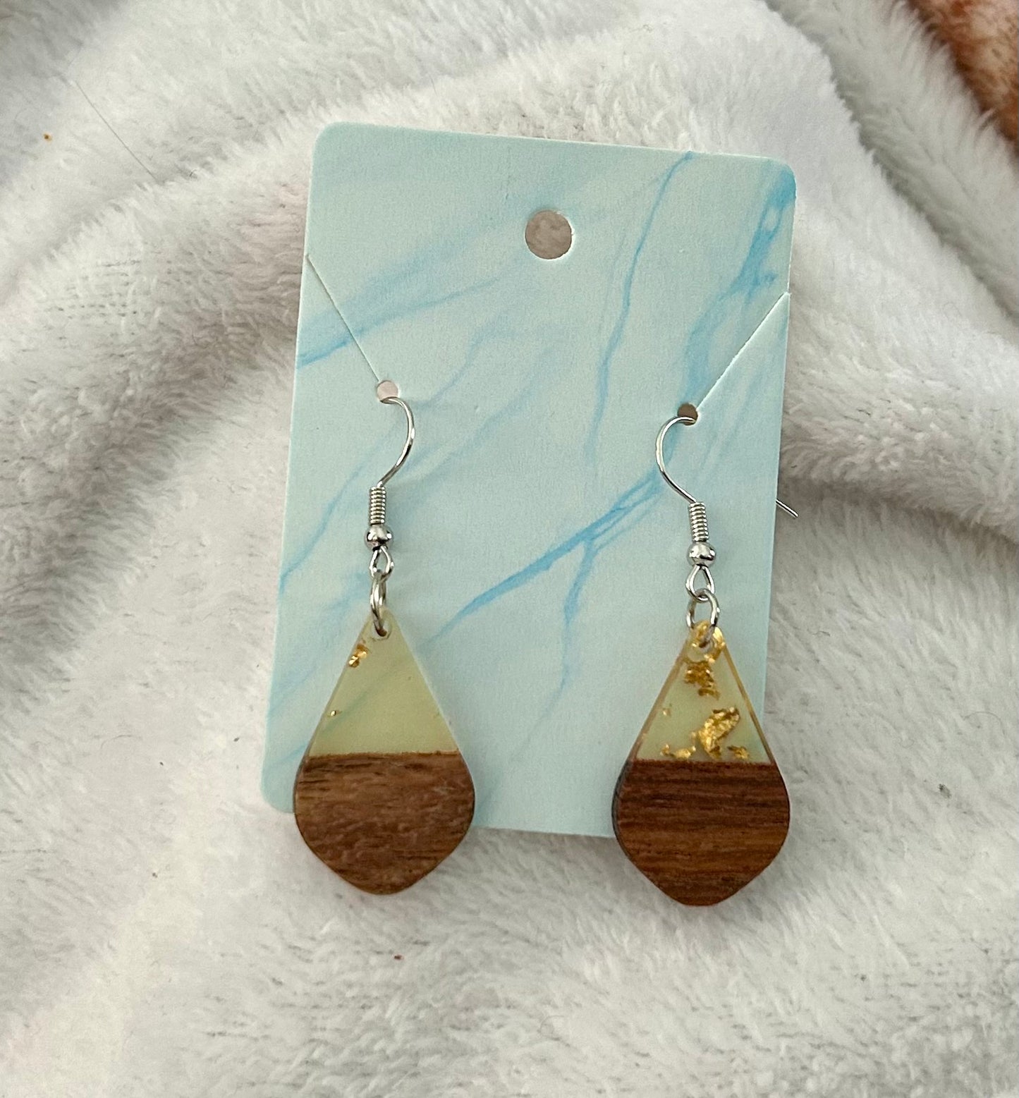 Gold Flake Wood/Acrylic Earrings