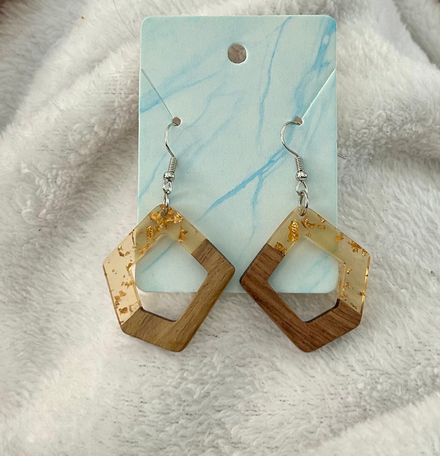 Gold Flake Wood/Acrylic Earrings