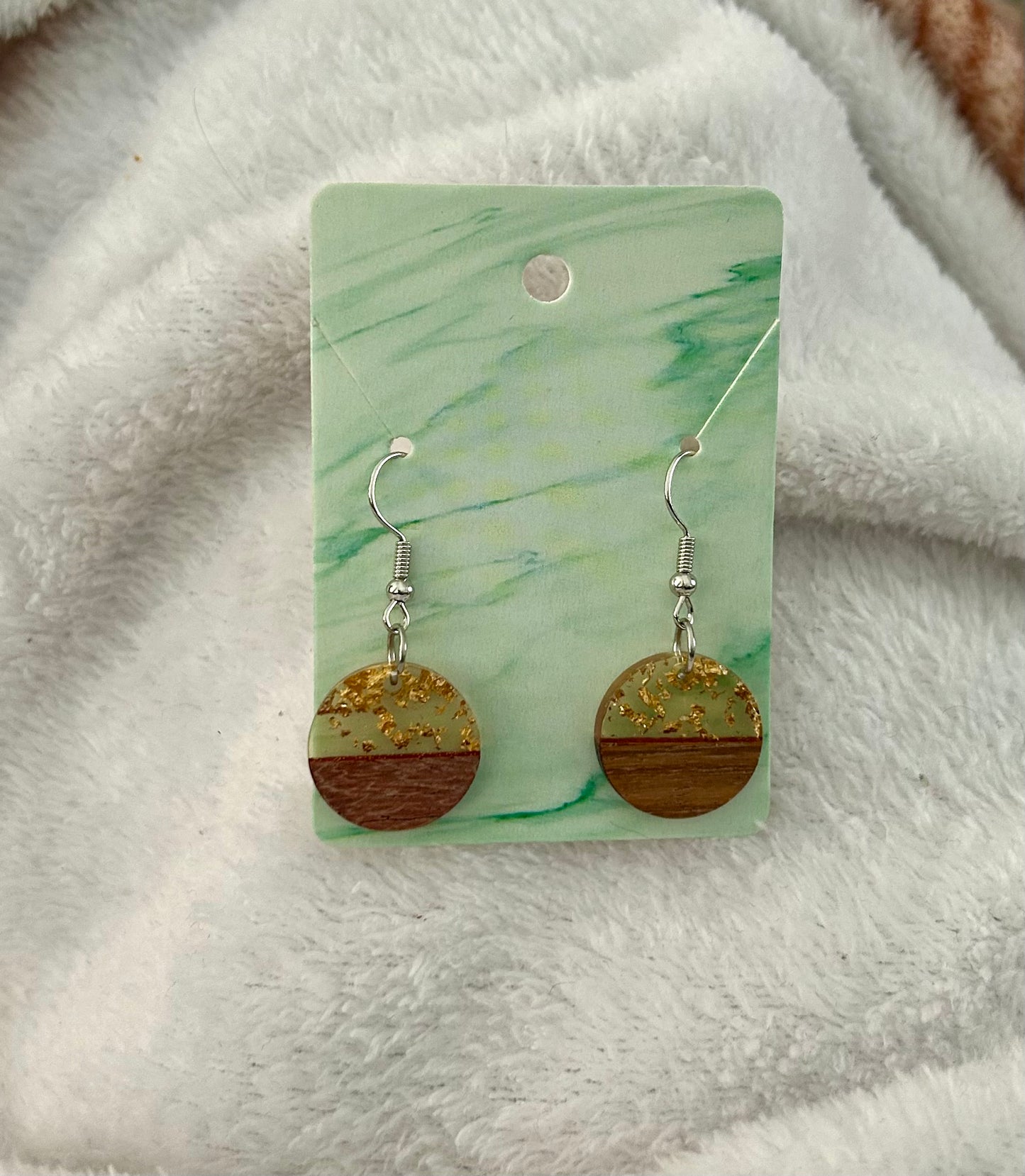 Gold Flake Wood/Acrylic Earrings