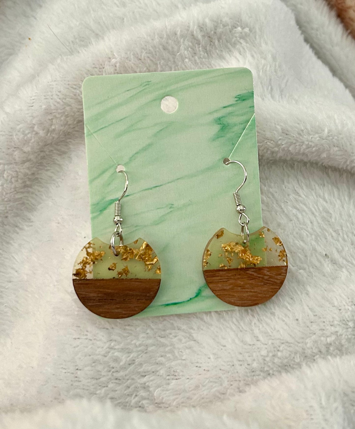 Gold Flake Wood/Acrylic Earrings