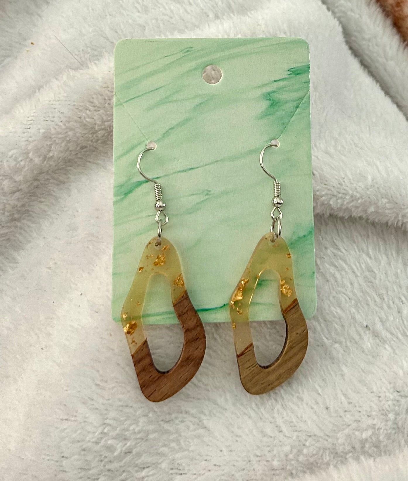 Gold Flake Wood/Acrylic Earrings