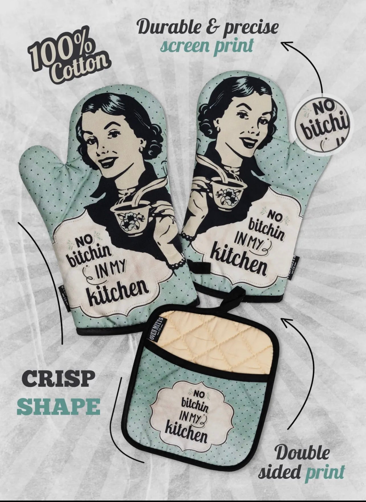 No B****in In My Kitchen Oven Mitts & Potholder Set