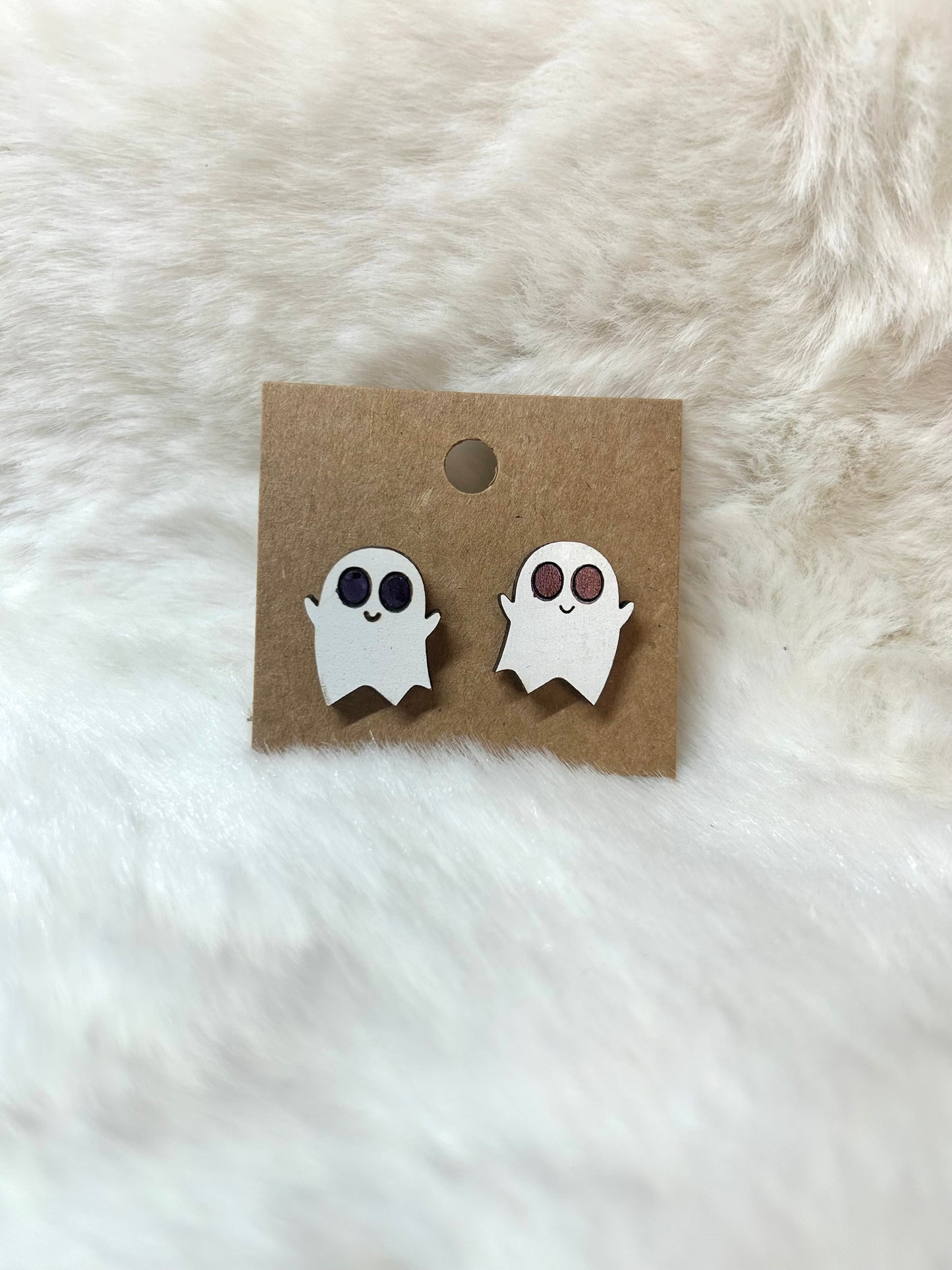 Ghost Wood Stud Earring-Hand Painted