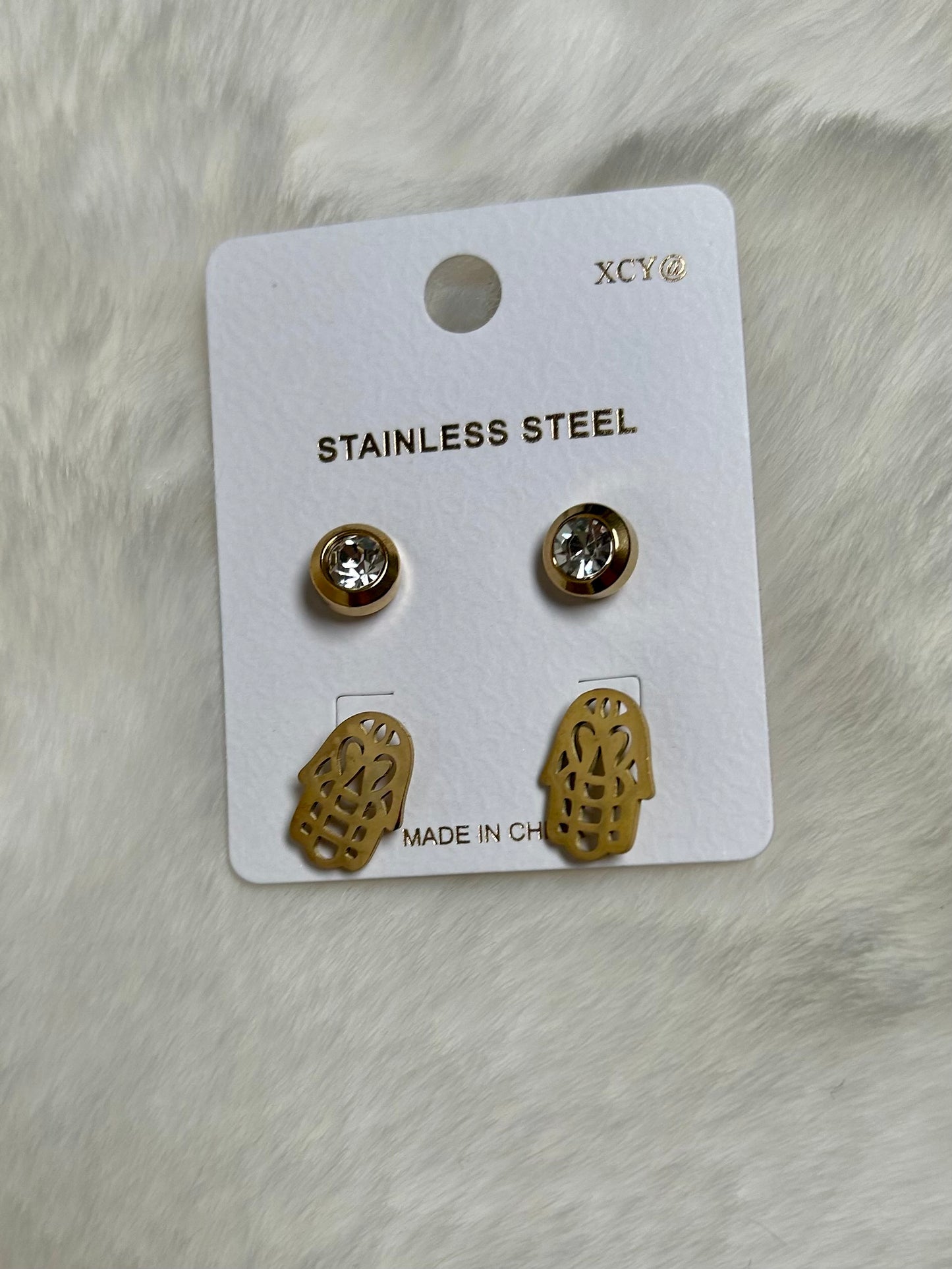 Double Hoop Shell & Rhinestone