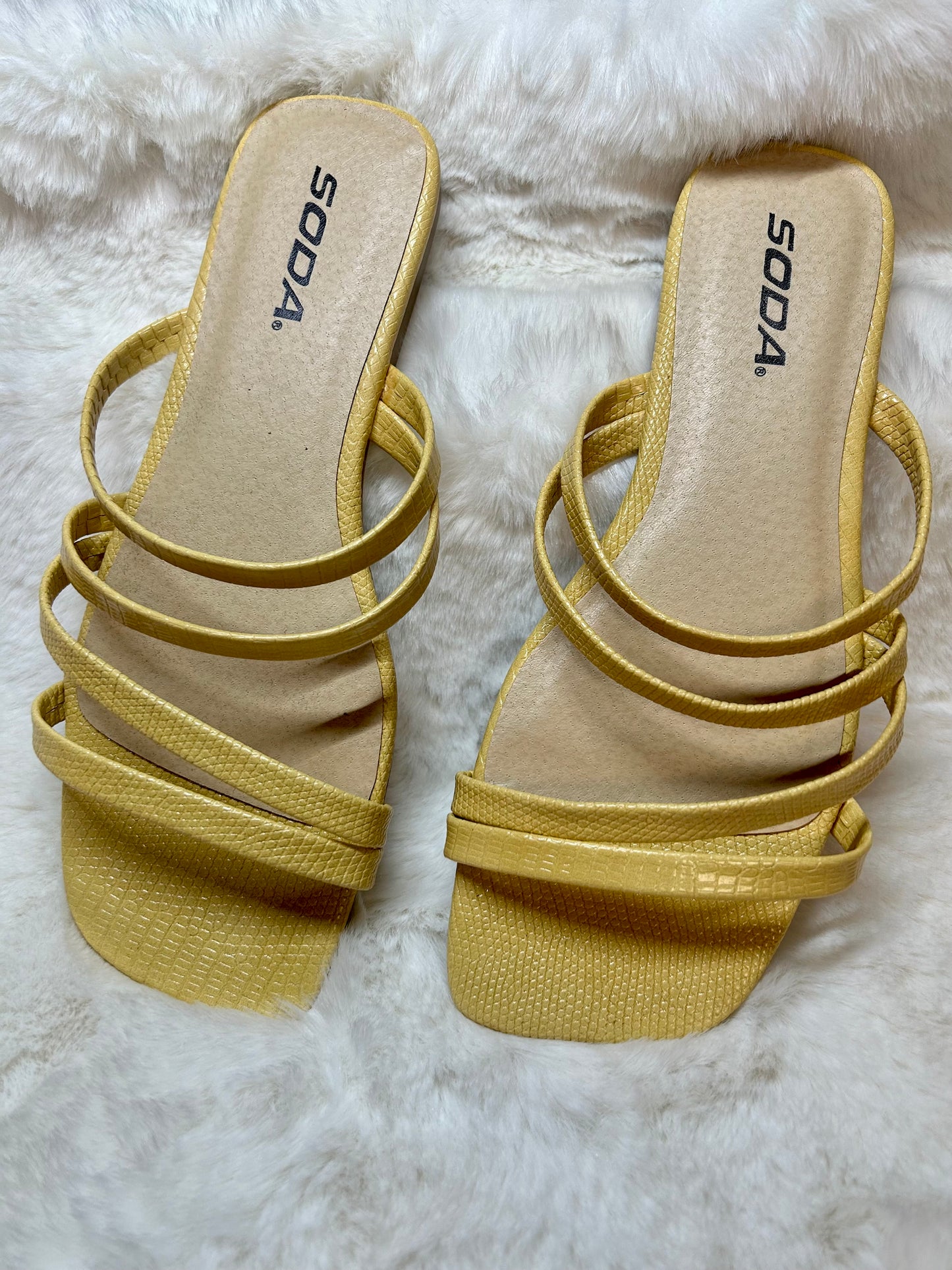Soda Yellow Strappy Sandals