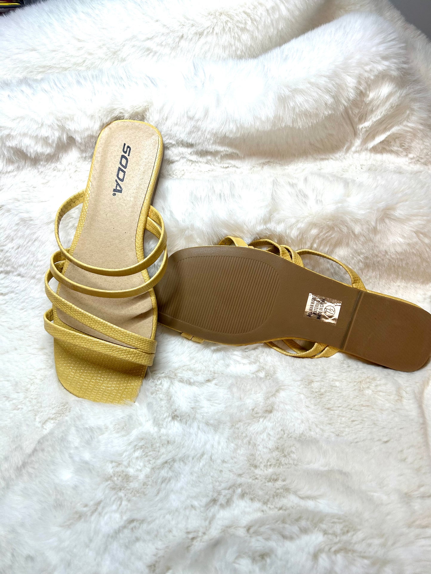 Soda Yellow Strappy Sandals