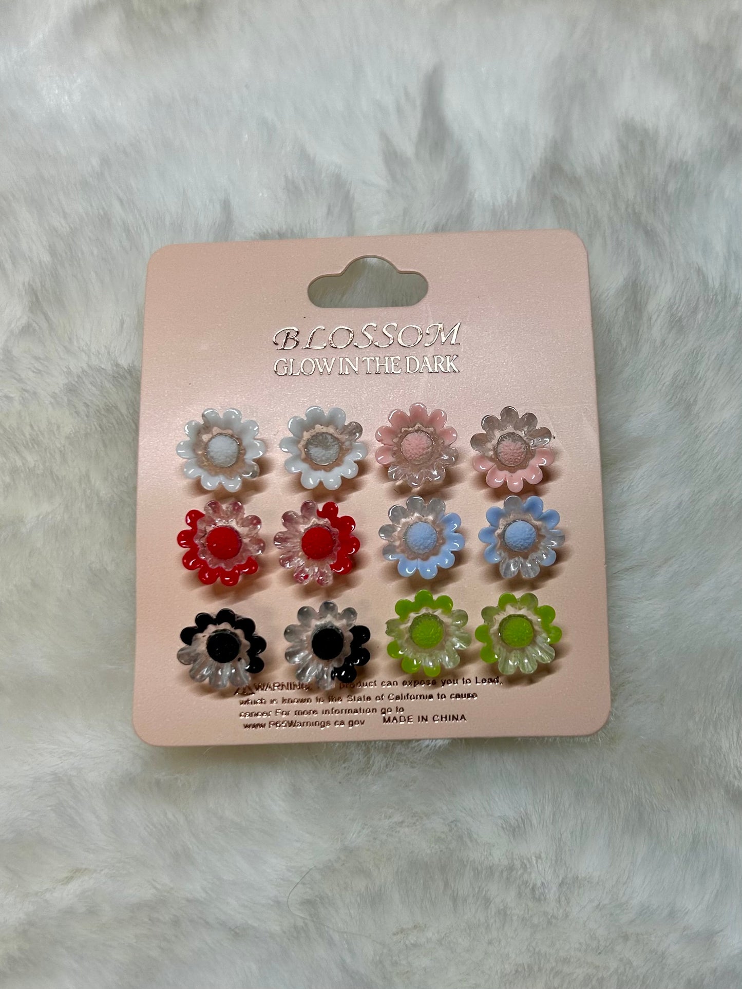 Glow In The Dark Flower Post Earrings